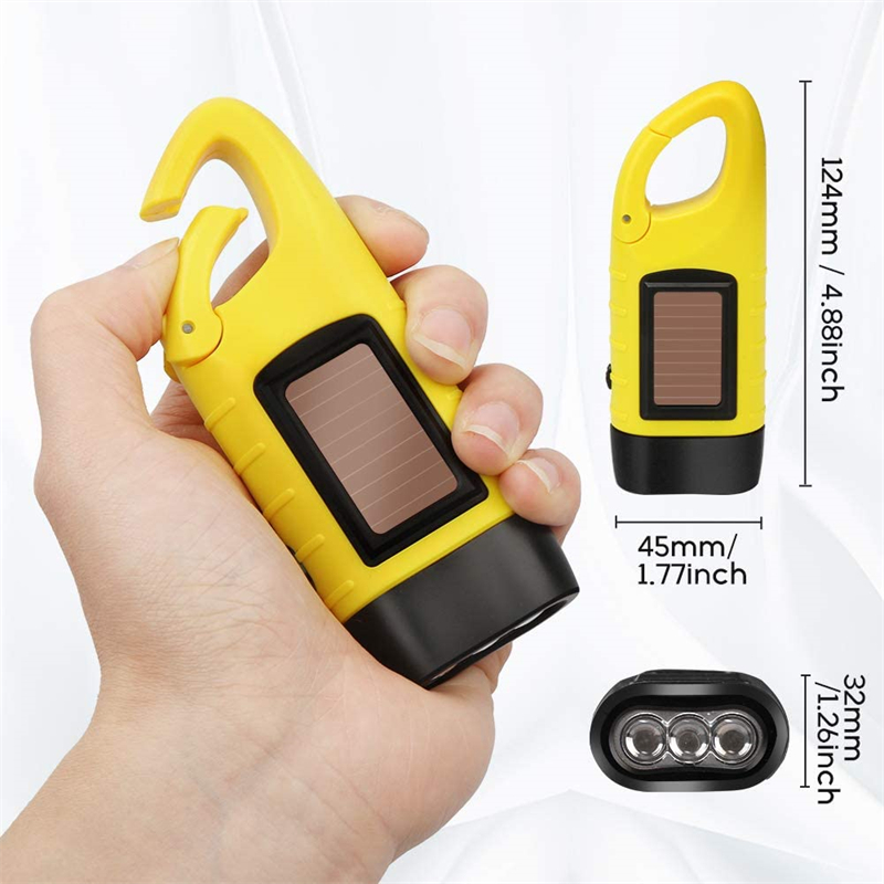 2Pcs-Yellow-Hand-Crank-Flashlight-Solar-Powered-Emergency-Torch-Rechargeable-Dynamo-with-Quick-Snap--1958036-3