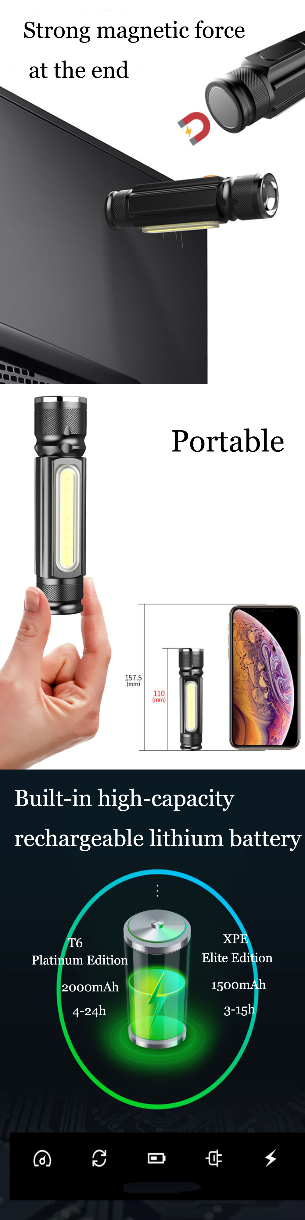 800LM-T6COB-Zoomable-Multifunction-LED-Flashlight-with-Magnet-Handy18650-Li-Battery-USB-Rechargeable-1830912-3