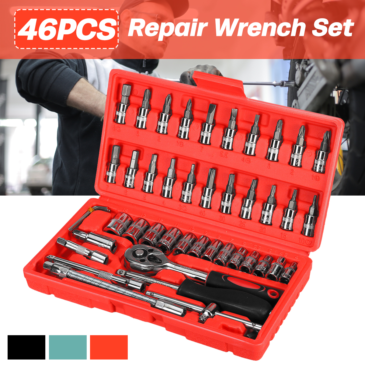 46Pcs-Car-Motorcycle-Repair-Tool-Deep-Socket-Ratchet-Wrench-Screwdriver-Head-Set-Tools-1734943-1