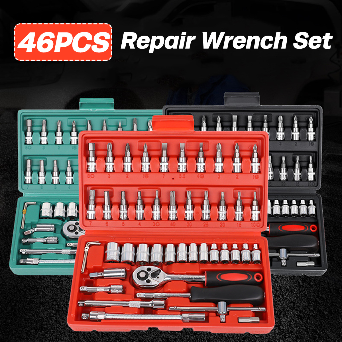 46Pcs-Car-Motorcycle-Repair-Tool-Deep-Socket-Ratchet-Wrench-Screwdriver-Head-Set-Tools-1734943-2