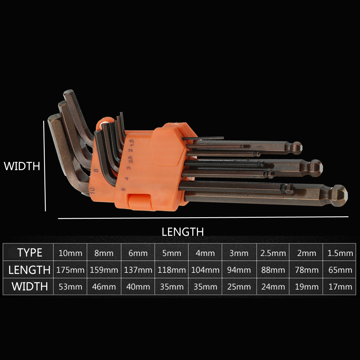 9Pcs-Hex-Key-Allen-Tools-Wrench-Set-Extra-long-Arm-AllenTorque-Sae-Memtric-Torx-Spanner-1451581-8
