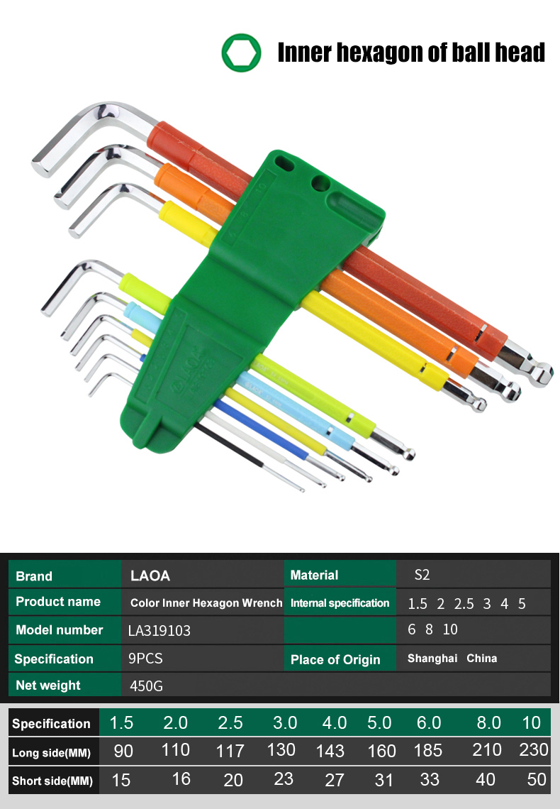 LAOA-9Pcs-Inner-Hex-Wrench-Set-Colorful-Ball-head-Torx-head-Hexagonal-Combination-Screwdriver-1768689-6