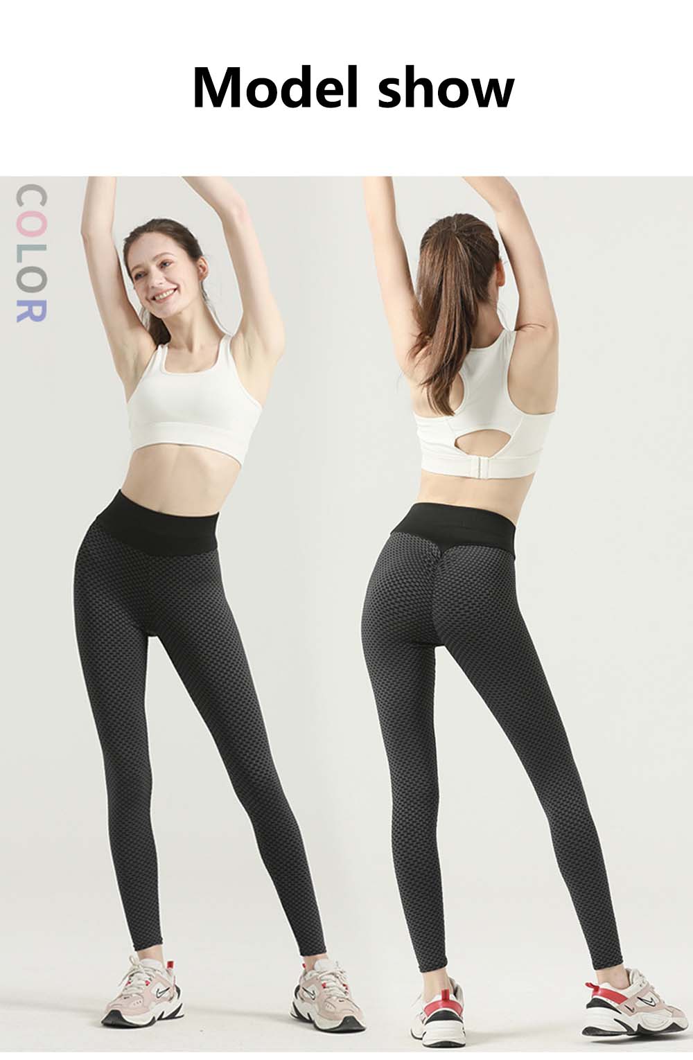 KALOAD-Womens-High-Waist-Yoga-Pants-Leggings-Scrunch-Butt-Jacquard-Ruched-Booty-Tights-Tummy-Control-1929573-2