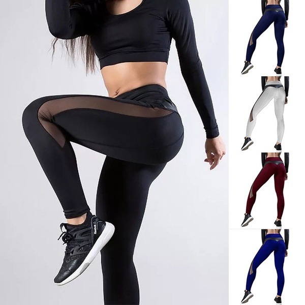 TENGOO-Women-High-Waist-Yoga-Pants-Quick-Dry-Mesh-Leather-Running-Fitness-Sports-Leggings-Hip-Push-U-1819949-1