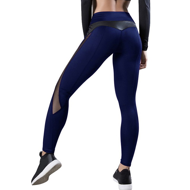 TENGOO-Women-High-Waist-Yoga-Pants-Quick-Dry-Mesh-Leather-Running-Fitness-Sports-Leggings-Hip-Push-U-1819949-3