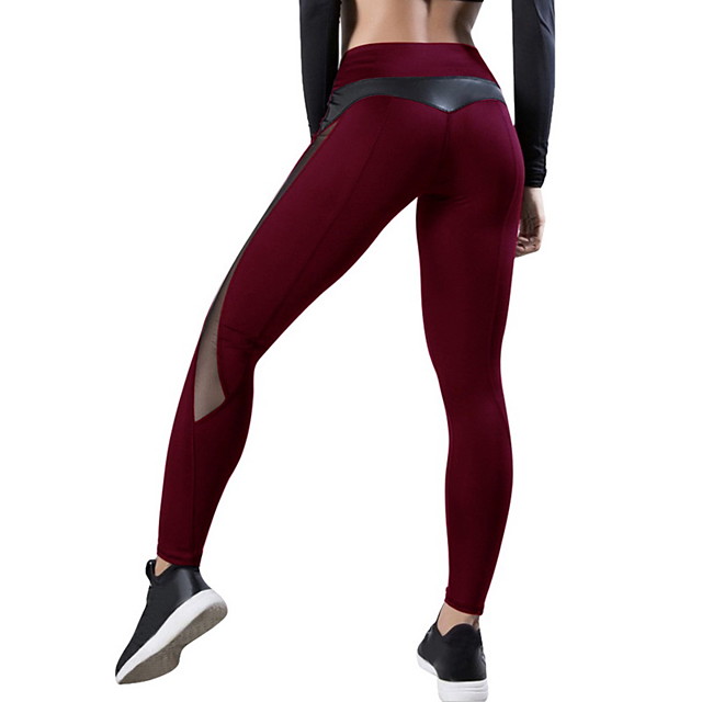 TENGOO-Women-High-Waist-Yoga-Pants-Quick-Dry-Mesh-Leather-Running-Fitness-Sports-Leggings-Hip-Push-U-1819949-4