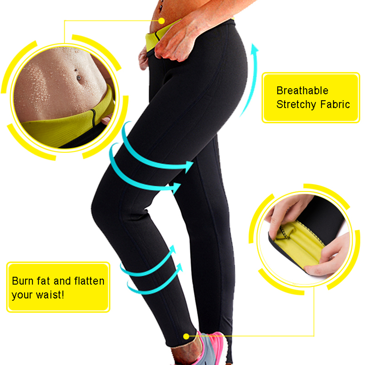 Unisex-Neoprene-Hot-Body-Accelerate-Sweating-Slimming-Fitness-Trousers-Yoga-Sports-Pants-1447219-2