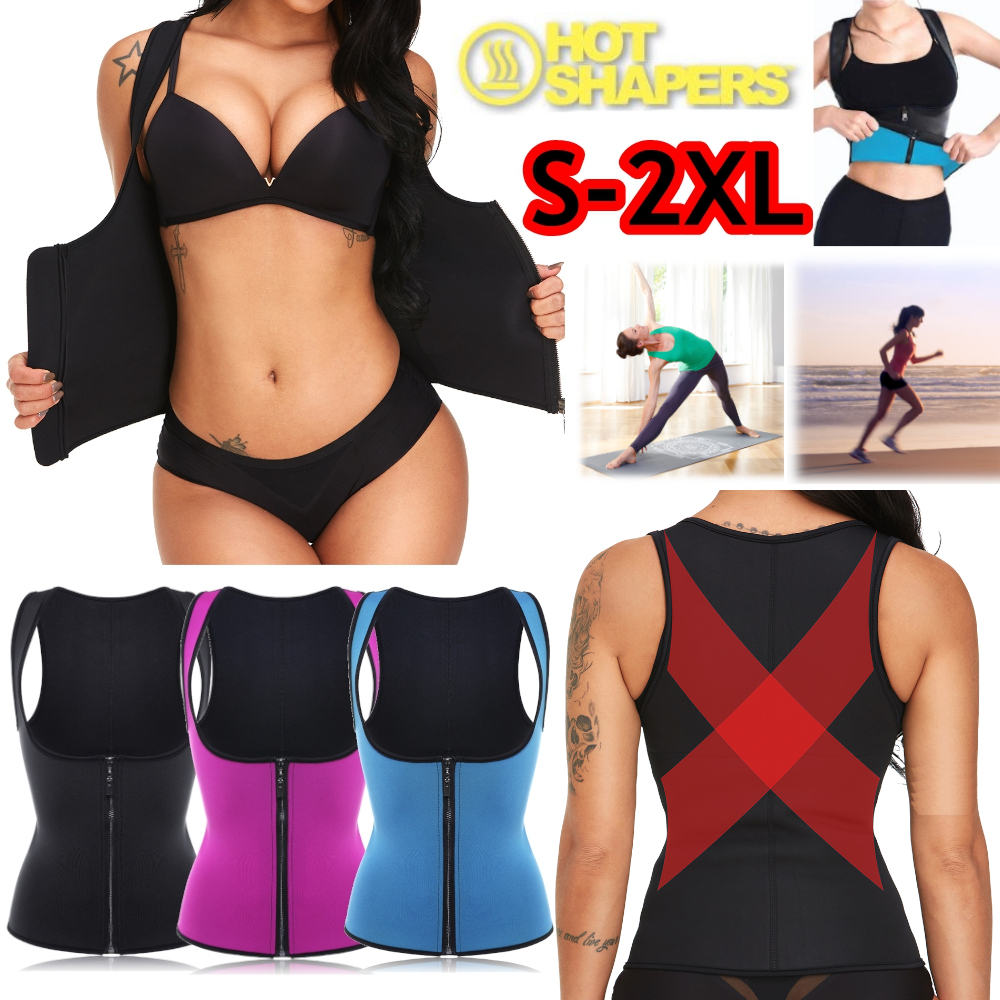 Women-Front-Zip-Sports-Trainer-Cincher-Corset-Waist-Shapewear-Vest-Plus-Size-Polyester-Neoprene-Vest-1534390-2