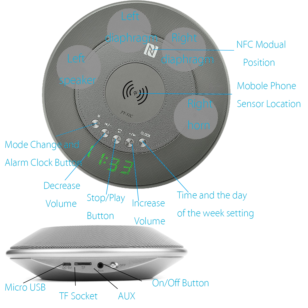 8-in-1-bluetooth-Speaker-2000mAh-QI-Wireless-Charge-FM-NFC-Alarm-Clock-Charging-Pad-Subwoofer-1238866-4