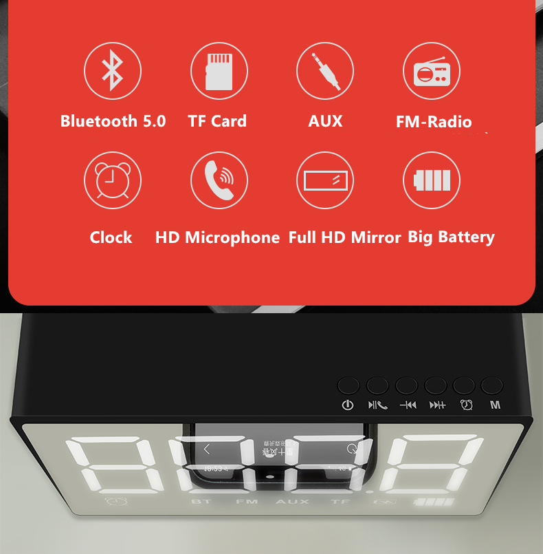 Bakeey-Q31-bluetooth-Wireless-Speaker-35mm-AUX-Jack-Mirror-LED-Digital-Display-FM-Radio-Speaker-Alar-1620567-2
