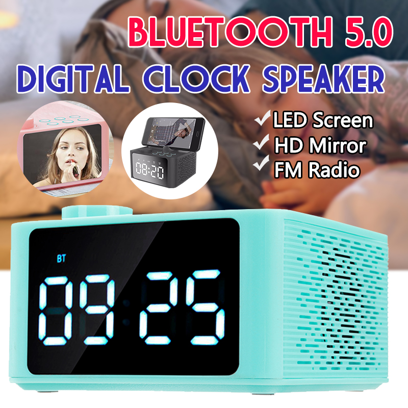 Bakeey-Wireless-bluetooth-50-Speaker-LED-Display-Alarm-Clock-FM-Radio-TF-Card-Handsfree-Speaker-1425915-1