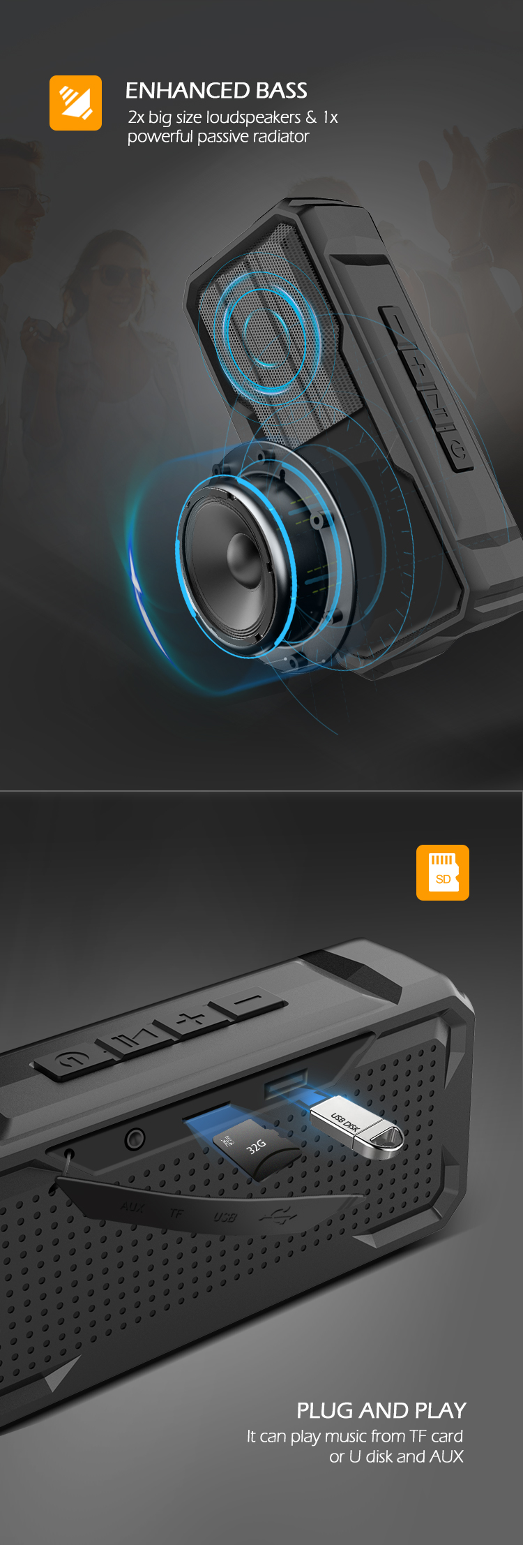 Bakeey-Wireless-bluetooth-Speaker-TF-Card-U-Disk-AUX-Splashproof-Outdoor-Subwoofer-with-Mic-1645616-3
