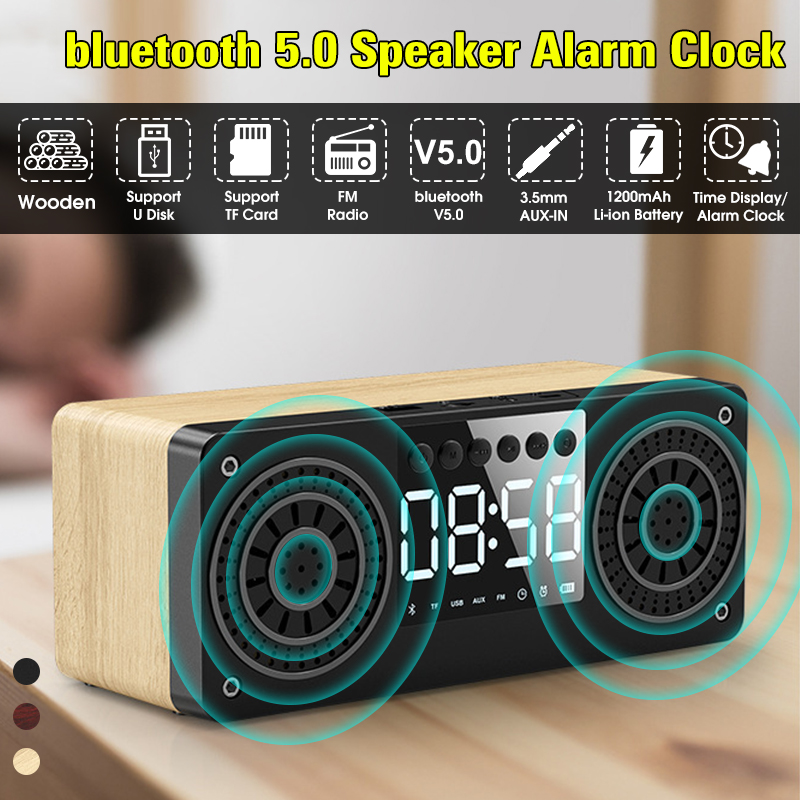 bluetooth-50-Wooden-Speaker-Alarm-Clock-Support-TF-CardUSBAUX-FM-Radio-1738782-1