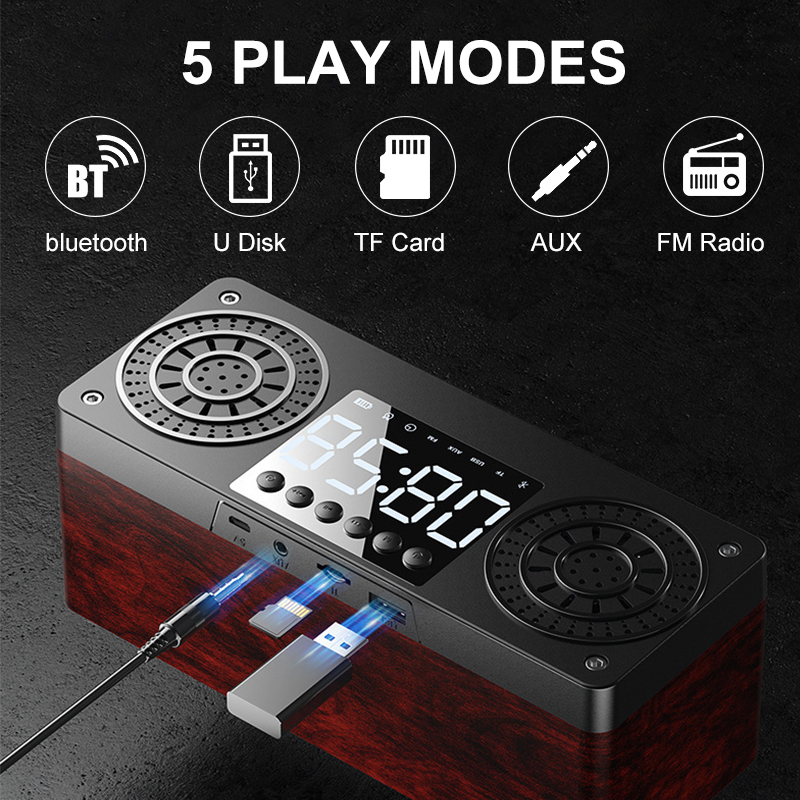 bluetooth-50-Wooden-Speaker-Alarm-Clock-Support-TF-CardUSBAUX-FM-Radio-1738782-5