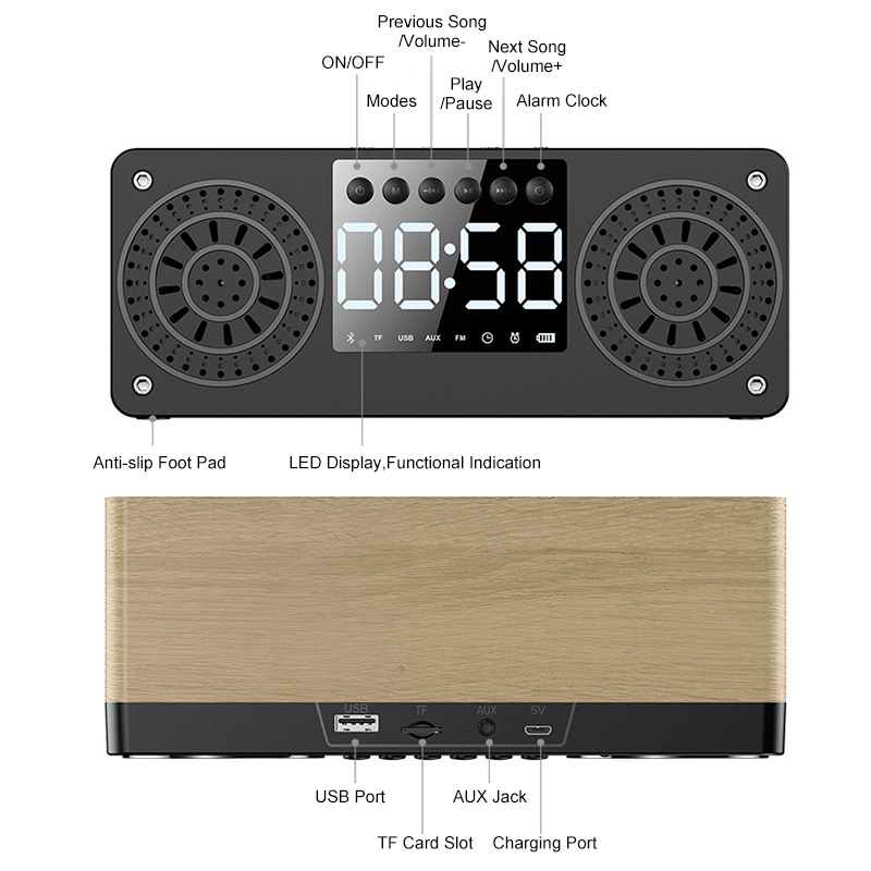 bluetooth-50-Wooden-Speaker-Alarm-Clock-Support-TF-CardUSBAUX-FM-Radio-1738782-9